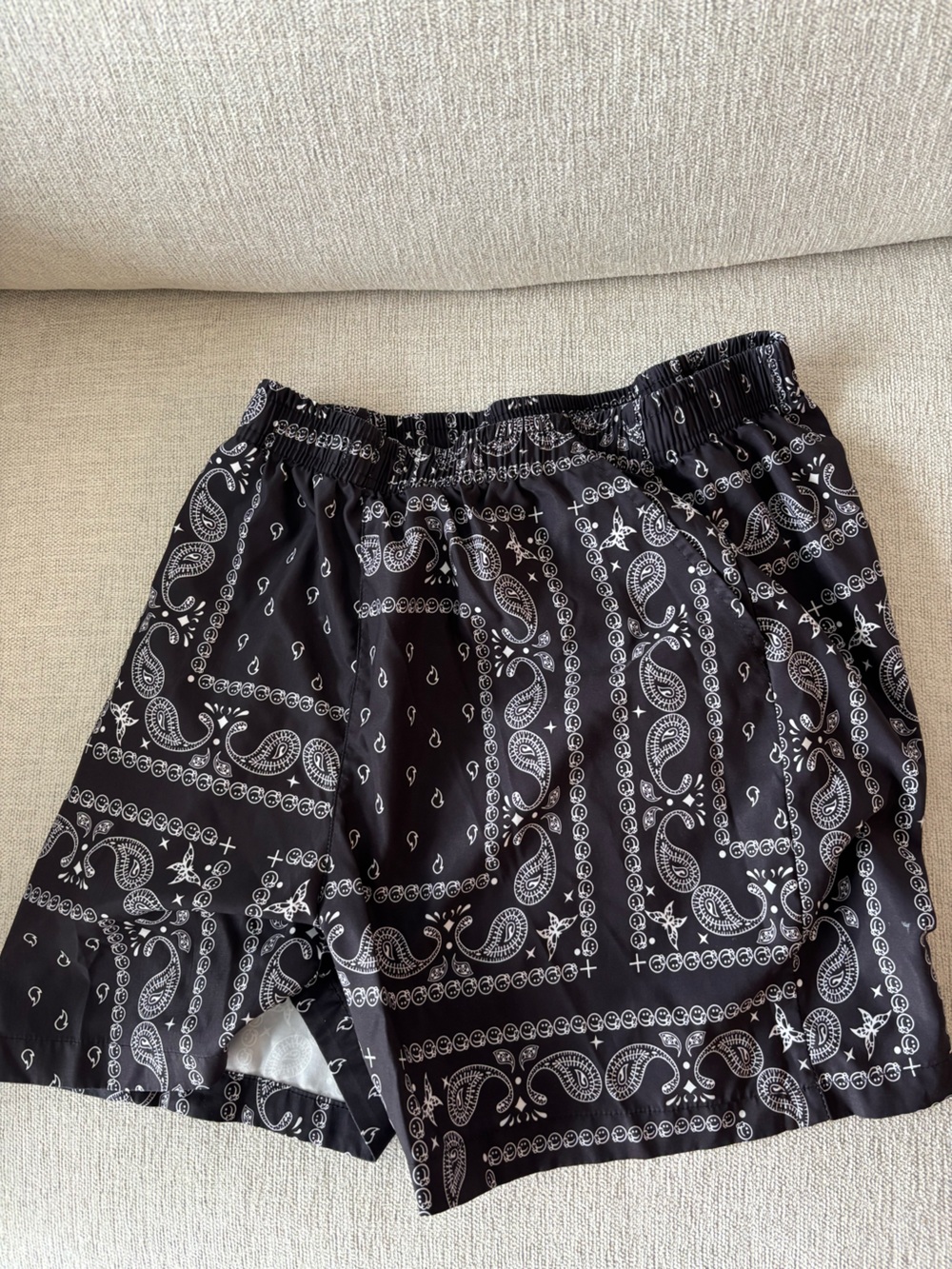 Paisley High Waist Shorts in Black & White